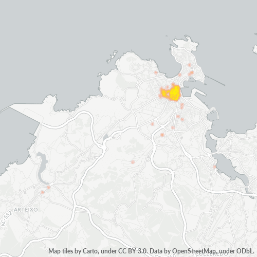 Mapa de calor para código postal 15005