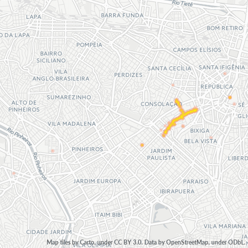 01307-000 Mapa de calor de densidad empresarial
