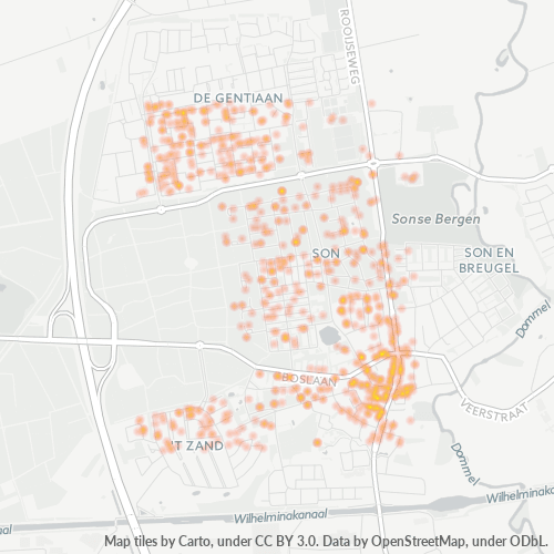 Heatmap voor postcode 5691