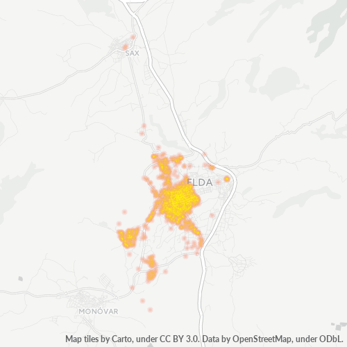 Mapa de calor para código postal 03600