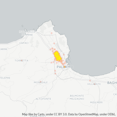 90144 Mappa di concentrazione per la densità di aziende