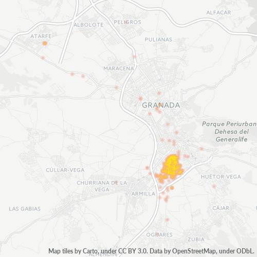 Mapa de calor para código postal 18007