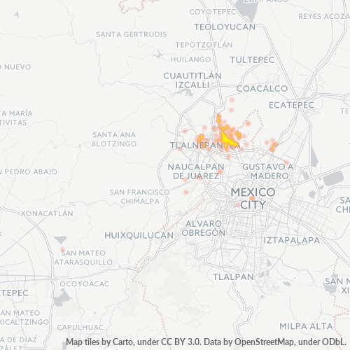 54150 Mapa de calor de densidad empresarial