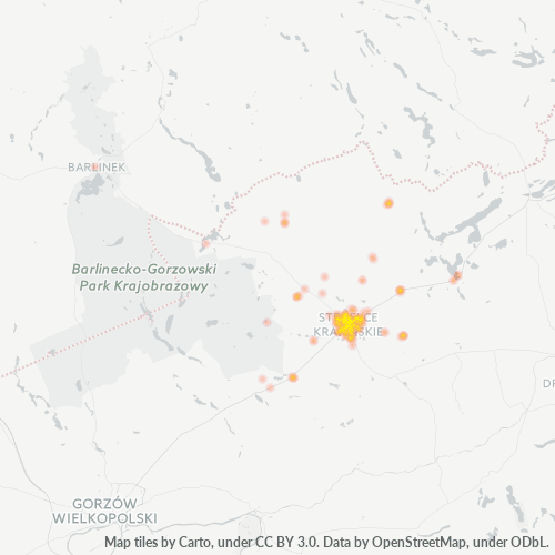 66-500 Mapa intensywności działalności gospodarczej