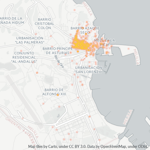 52001 Mapa de calor de densidad empresarial