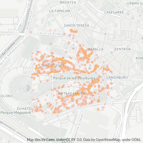 Mapa de calor para código postal 48902