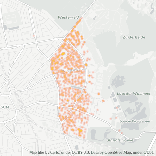 Heatmap voor postcode 1223