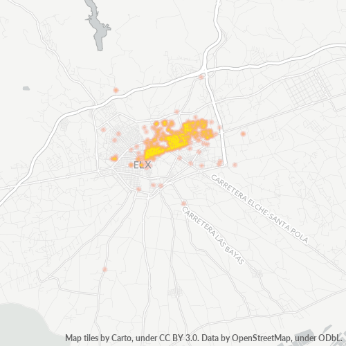 Mapa de calor para código postal 03202