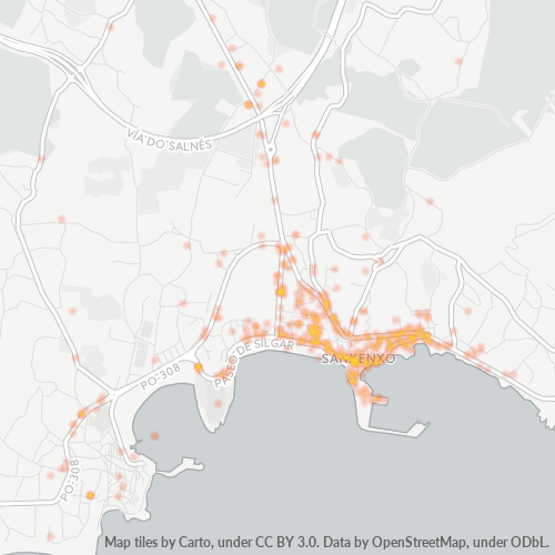 36960 Mapa de calor de densidad empresarial