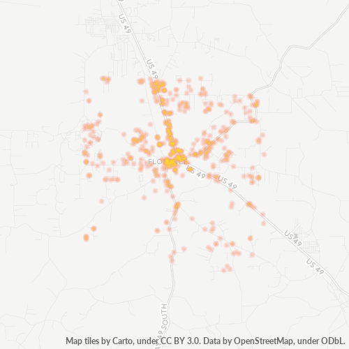 39073 Business Density Heatmap