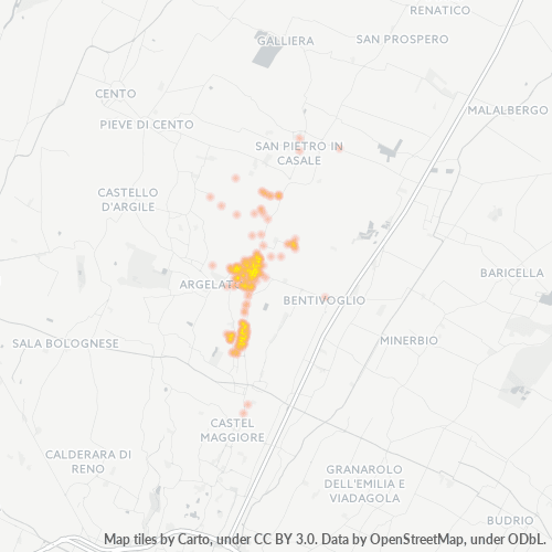 40016 Mappa di concentrazione per la densità di aziende