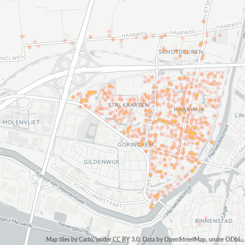 Heatmap voor postcode 4205