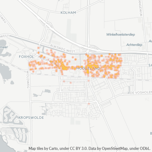 Heatmap voor postcode 9601