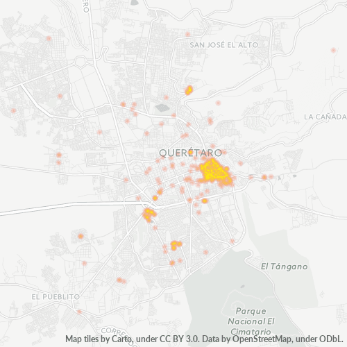 76050 Mapa de calor de densidad empresarial