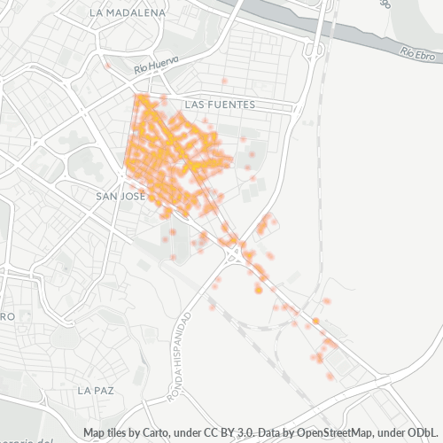 Mapa de calor para código postal 50013