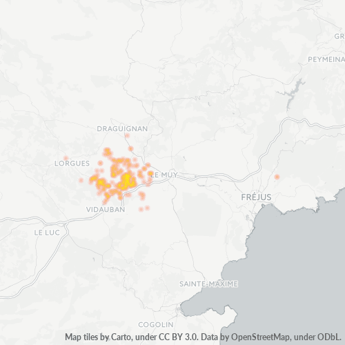 Carte de chaleur pour code postal 83460