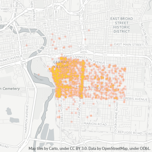 43206 Business Density Heatmap