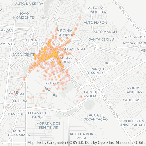 45020-000 Mapa de calor de densidad empresarial