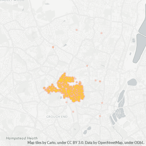 Heatmap for postal code N22