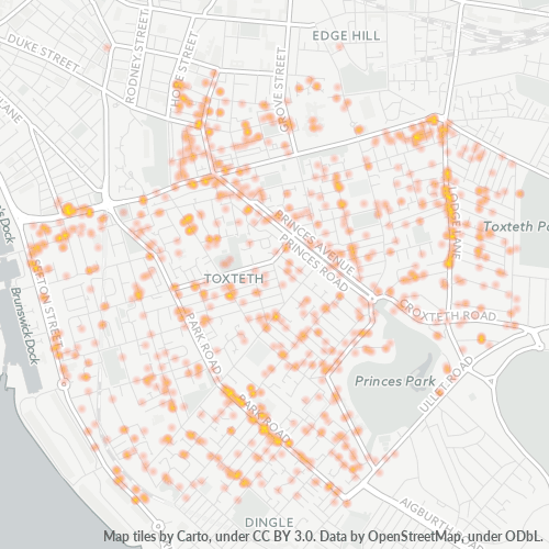 Heatmap for postal code L8