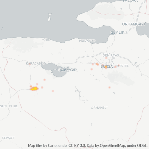 posta kodu 16500 için yoğunluk haritası