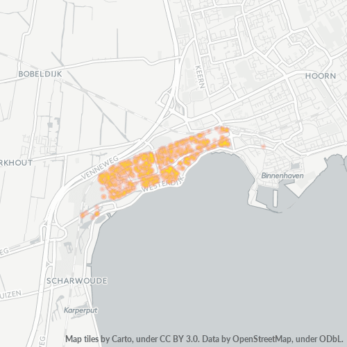 Heatmap voor postcode 1622