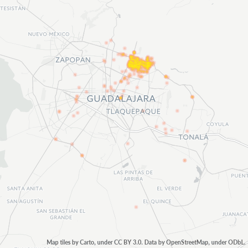 44300 Mapa de calor de densidad empresarial