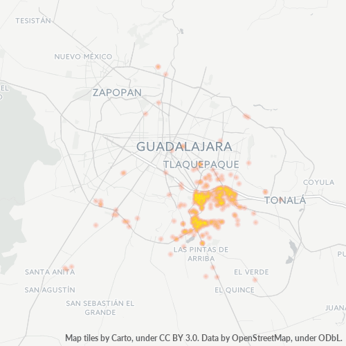 45580 Mapa de calor de densidad empresarial