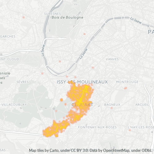 Carte de chaleur pour code postal 92140