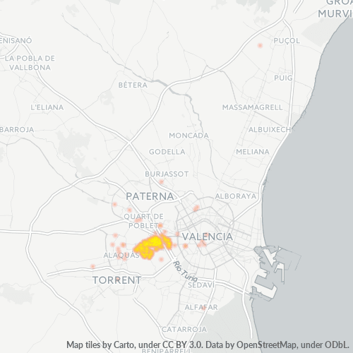 Mapa de calor para código postal 46950