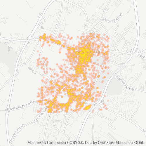 22601 Business Density Heatmap