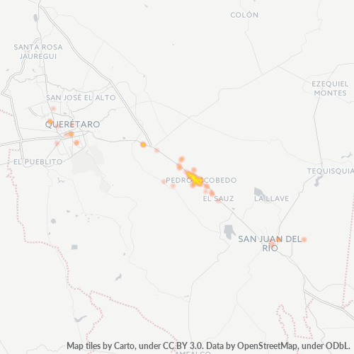 76700 Mapa de calor de densidad empresarial