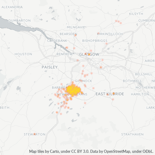 Heatmap for postal code G77