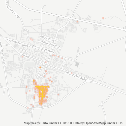 36790 Mapa de calor de densidad empresarial