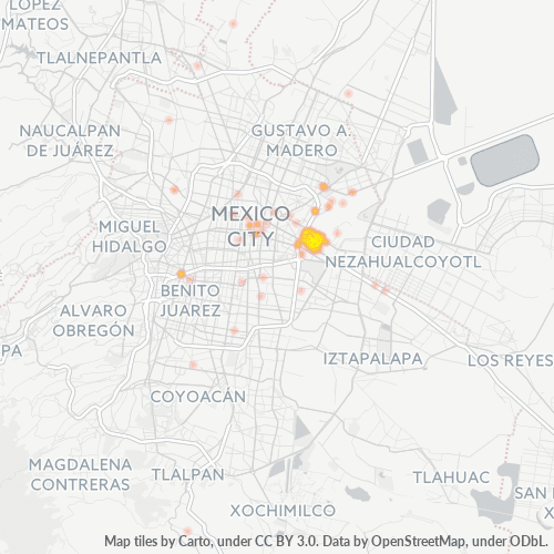 15700 Mapa de calor de densidad empresarial