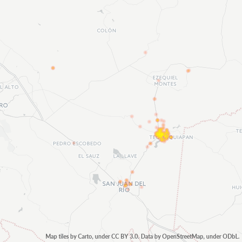 76750 Mapa de calor de densidad empresarial