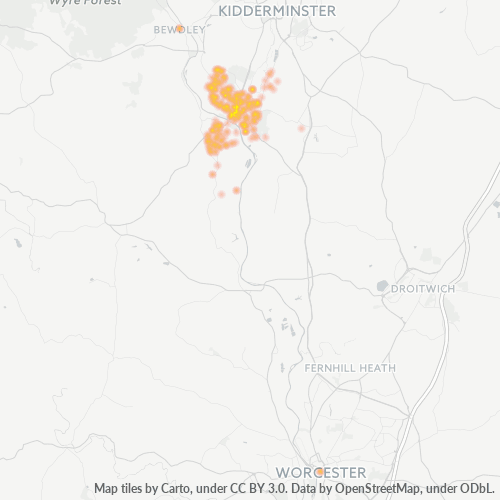 DY13 Business Density Heatmap