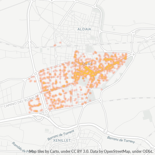 Mapa de calor para código postal 46970