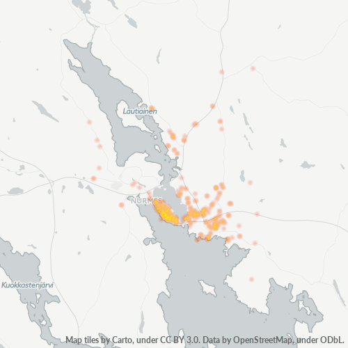 75500 Yritystiheys lämpökarttana