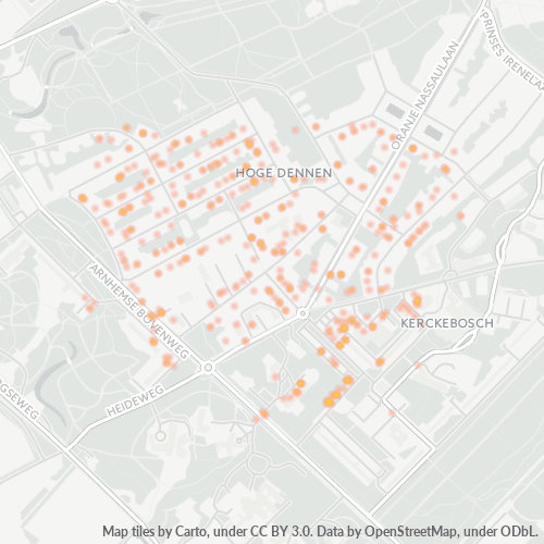 Heatmap voor postcode 3708
