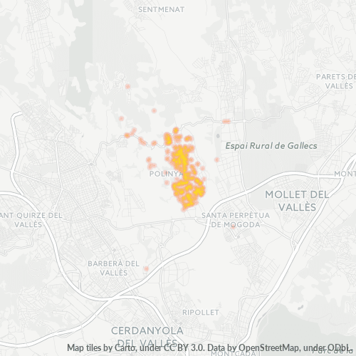Mapa de calor para código postal 08213