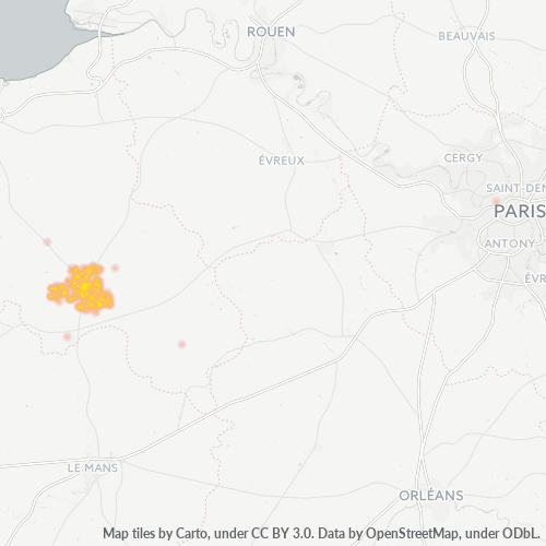 Carte de chaleur pour code postal 61500