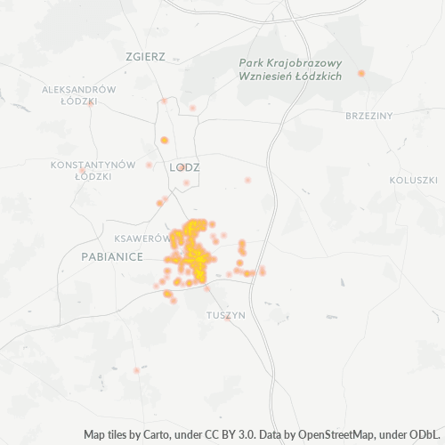 95-030 Mapa intensywności działalności gospodarczej