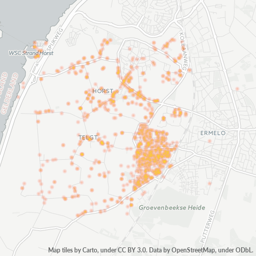 Heatmap voor postcode 3853