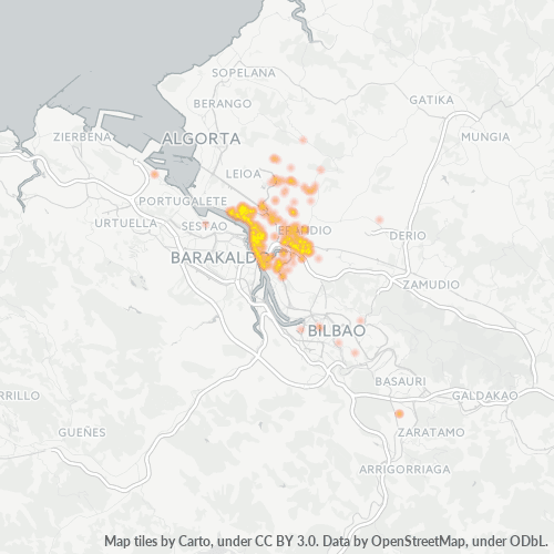 Mapa de calor para código postal 48950