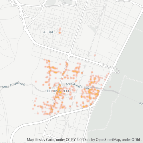 Mapa de calor para código postal 46469