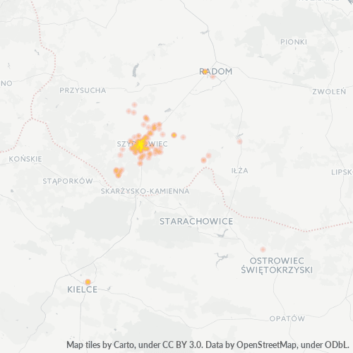 26-500 Mapa intensywności działalności gospodarczej