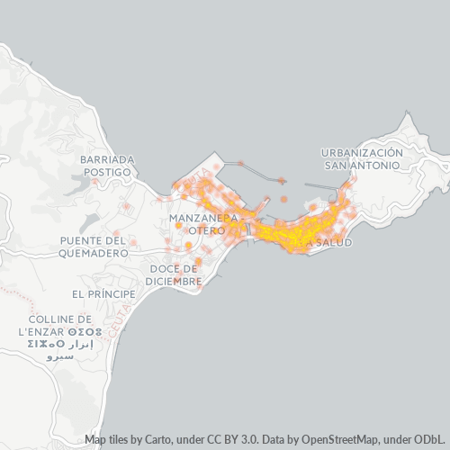 Mapa de calor para código postal 51001