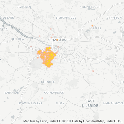 Heatmap for postal code G41