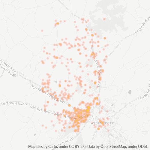 21158 Business Density Heatmap
